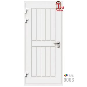 Морозостойкая входная утепленная дверь из дерева для коттеджа Grand Wood G21 227x86см левый цвет белый RAL 9003 в Новочебоксарске