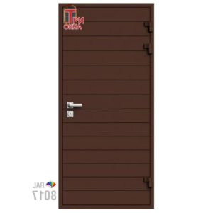 Морозостойкая входная утепленная дверь из дерева для коттеджа Solid Wood S7 207x86см правый цвет коричневый RAL 8017 в Новочебоксарске