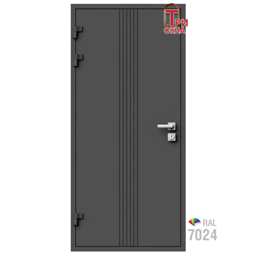 Морозостойкая входная утепленная дверь из дерева для коттеджа Termo Classic C3 207x96см левый цвет серый RAL 7024 в Новочебоксарске — изображение 7