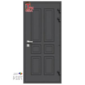 Морозостойкая входная утепленная дверь из дерева для коттеджа Grand Wood G7 207x86см правый цвет серый RAL 7024 в Новочебоксарске