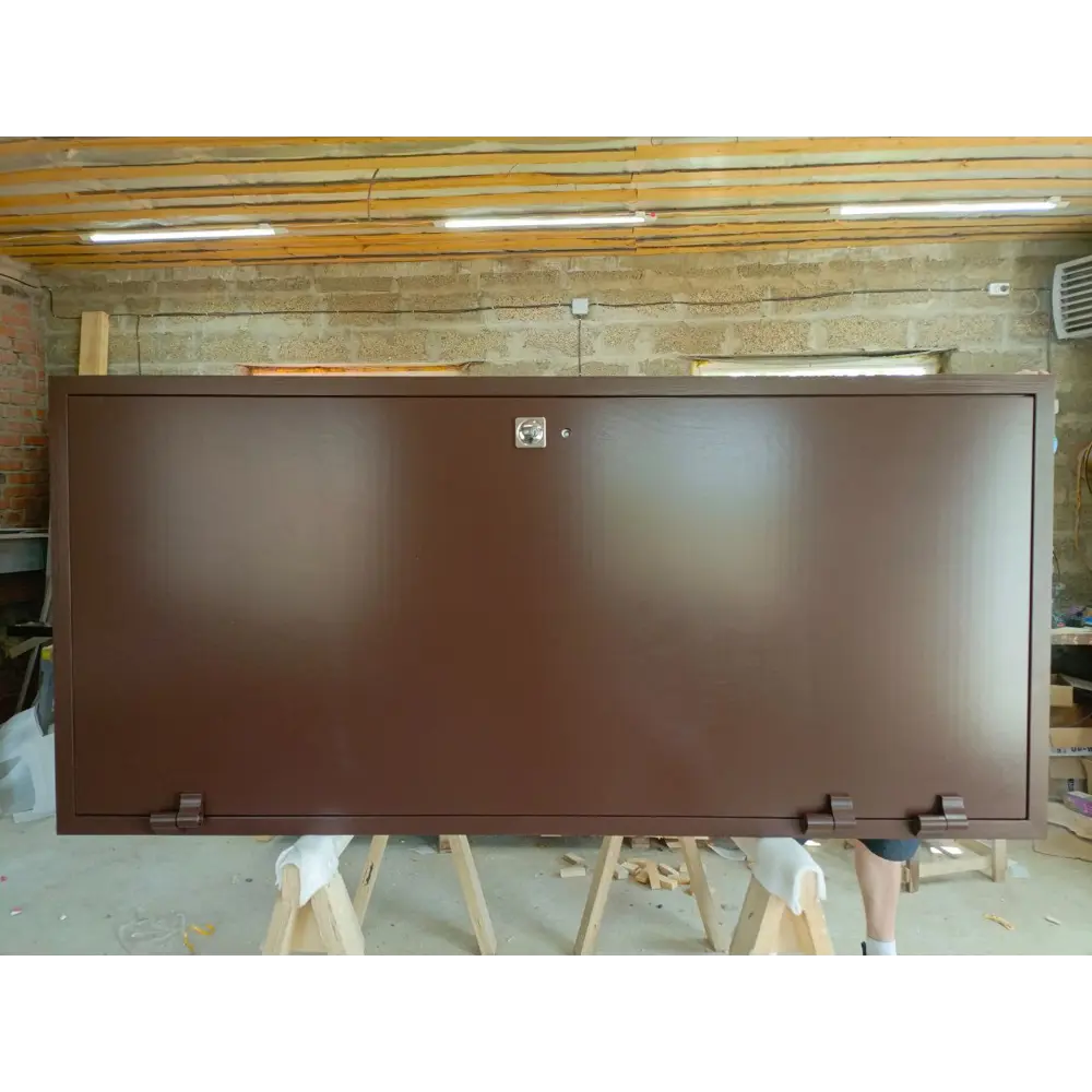 Морозостойкая входная утепленная дверь из дерева для коттеджа Solid Wood S7 227x96см левый цвет коричневый RAL 8017 в Новочебоксарске — изображение 6
