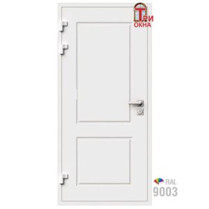 Морозостойкая входная утепленная дверь из дерева для коттеджа Grand Wood G41 207x86см левый цвет белый RAL 9003 в Новочебоксарске