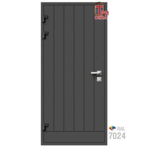 Морозостойкая входная утепленная дверь из дерева для коттеджа Solid Wood S4 227x96см левый цвет серый RAL 7024 в Новочебоксарске