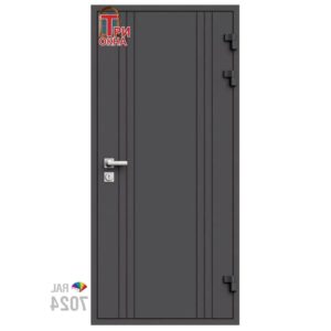 Морозостойкая входная утепленная дверь из дерева для коттеджа Solid Wood S5 227x96см правый цвет серый RAL 7024 в Новочебоксарске