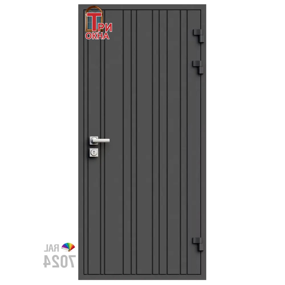 Морозостойкая входная утепленная дверь из дерева для коттеджа Elite Timber E38 207x86см правый цвет серый RAL7024 в Новочебоксарске