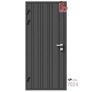Морозостойкая входная утепленная дверь из дерева для коттеджа Elite Timber E38 207x96см левый цвет серый RAL7024 в Новочебоксарске