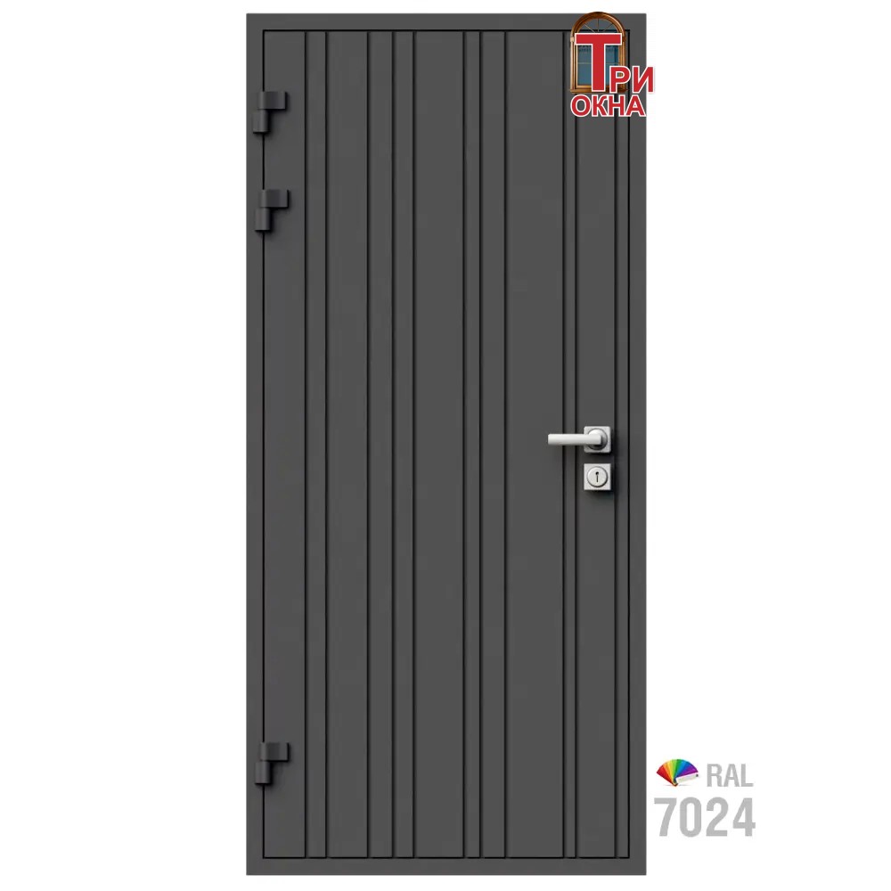 Морозостойкая входная утепленная дверь из дерева для коттеджа Elite Timber E38 207x96см левый цвет серый RAL7024 в Новочебоксарске — изображение 7