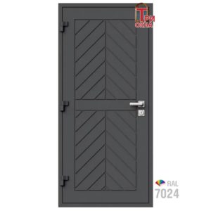 Морозостойкая входная утепленная дверь из дерева для коттеджа Grand Wood G25 207x96см левый цвет серый RAL7024 в Новочебоксарске