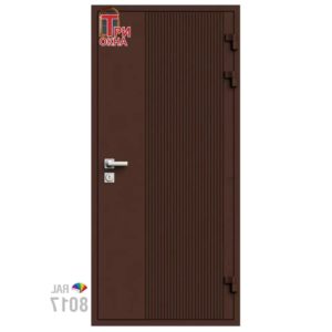 Морозостойкая входная утепленная дверь из дерева для коттеджа Elite Timber E34 227x96см правый цвет коричневый RAL8017 в Новочебоксарске