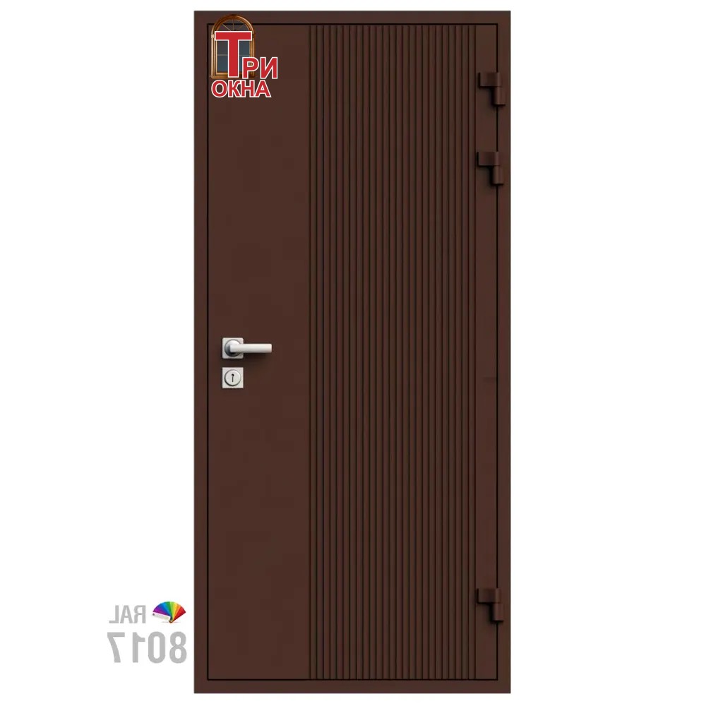 Морозостойкая входная утепленная дверь из дерева для коттеджа Elite Timber E34 227x96см правый цвет коричневый RAL8017 в Новочебоксарске