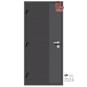 Морозостойкая входная утепленная дверь из дерева для коттеджа Elite Timber E35 227x96см левый цвет серый RAL7024 в Новочебоксарске