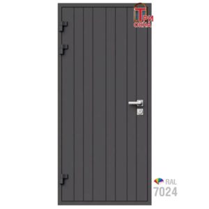 Морозостойкая входная утепленная дверь из дерева для коттеджа Elite Timber E37 227x96см левый цвет серый RAL7024 в Новочебоксарске