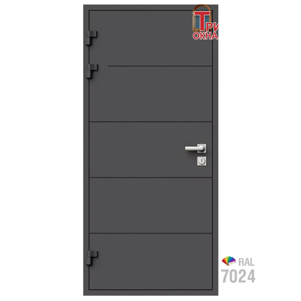 Морозостойкая входная утепленная дверь из дерева для коттеджа Termo Classic C2 227x96см левый цвет серый RAL 7024 в Новочебоксарске