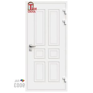 Морозостойкая входная утепленная дверь из дерева для коттеджа Grand Wood G7 207x96см правый цвет белый RAL 9003 в Новочебоксарске