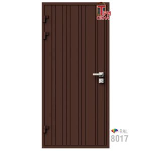 Морозостойкая входная утепленная дверь из дерева для коттеджа Elite Timber E38 227x96см левый цвет коричневый RAL8017 в Новочебоксарске