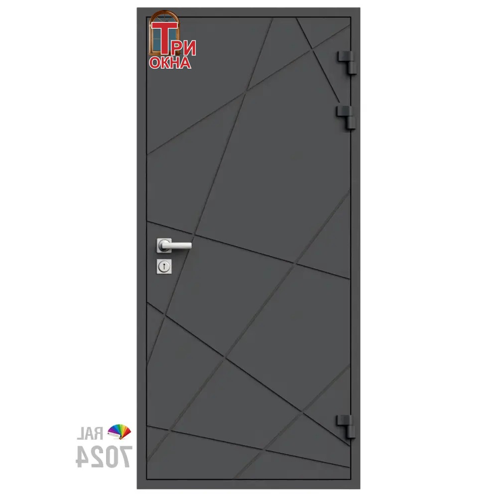 Морозостойкая входная утепленная дверь из дерева для коттеджа Elite Timber E39 227x96см правый цвет серый RAL7024 в Новочебоксарске — изображение 7