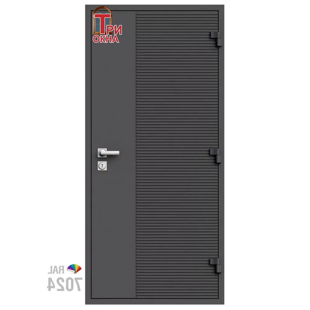 Морозостойкая входная утепленная дверь из дерева для коттеджа Elite Timber E35 207x86см правый цвет серый RAL7024 в Новочебоксарске — изображение 7