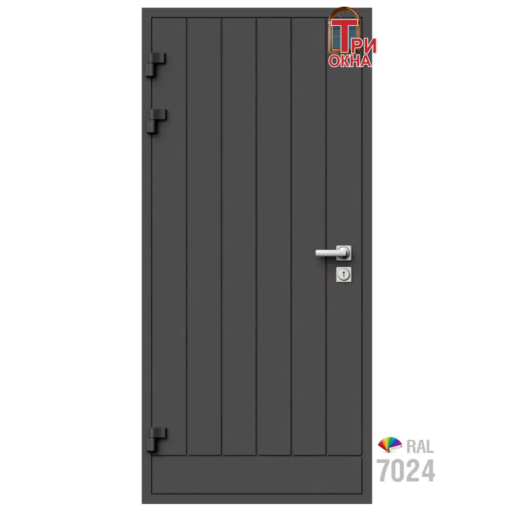 Морозостойкая входная утепленная дверь из дерева для коттеджа Solid Wood S4 207x86см левый цвет серый RAL 7024 в Новочебоксарске — изображение 7
