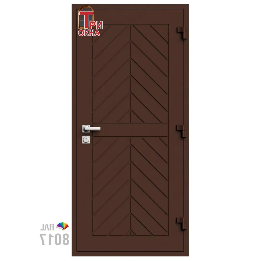 Морозостойкая входная утепленная дверь из дерева для коттеджа Grand Wood G25 227x86см правый цвет коричневый RAL8017 в Новочебоксарске
