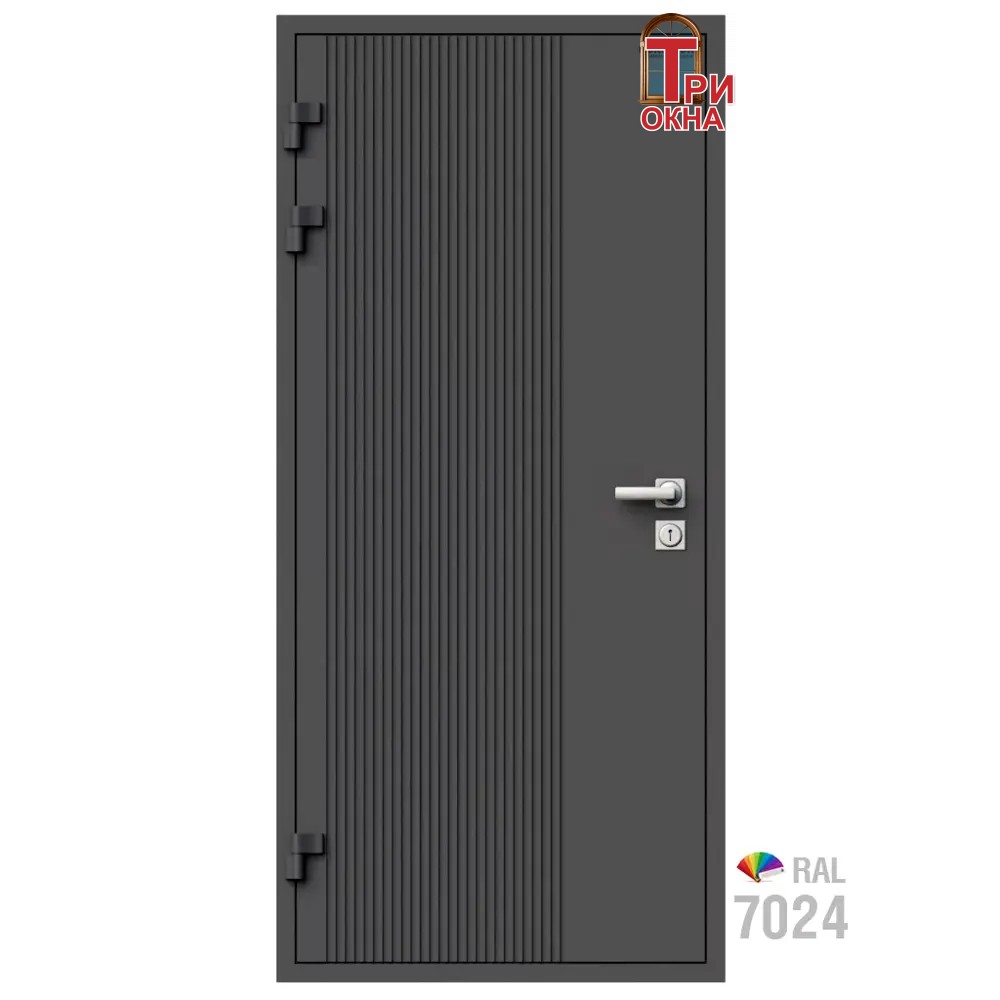 Морозостойкая входная утепленная дверь из дерева для коттеджа Elite Timber E34 207x96см левый цвет серый RAL7024 в Новочебоксарске
