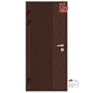 Морозостойкая входная утепленная дверь из дерева для коттеджа Elite Timber E34 207x96см левый цвет коричневый RAL8017 в Новочебоксарске