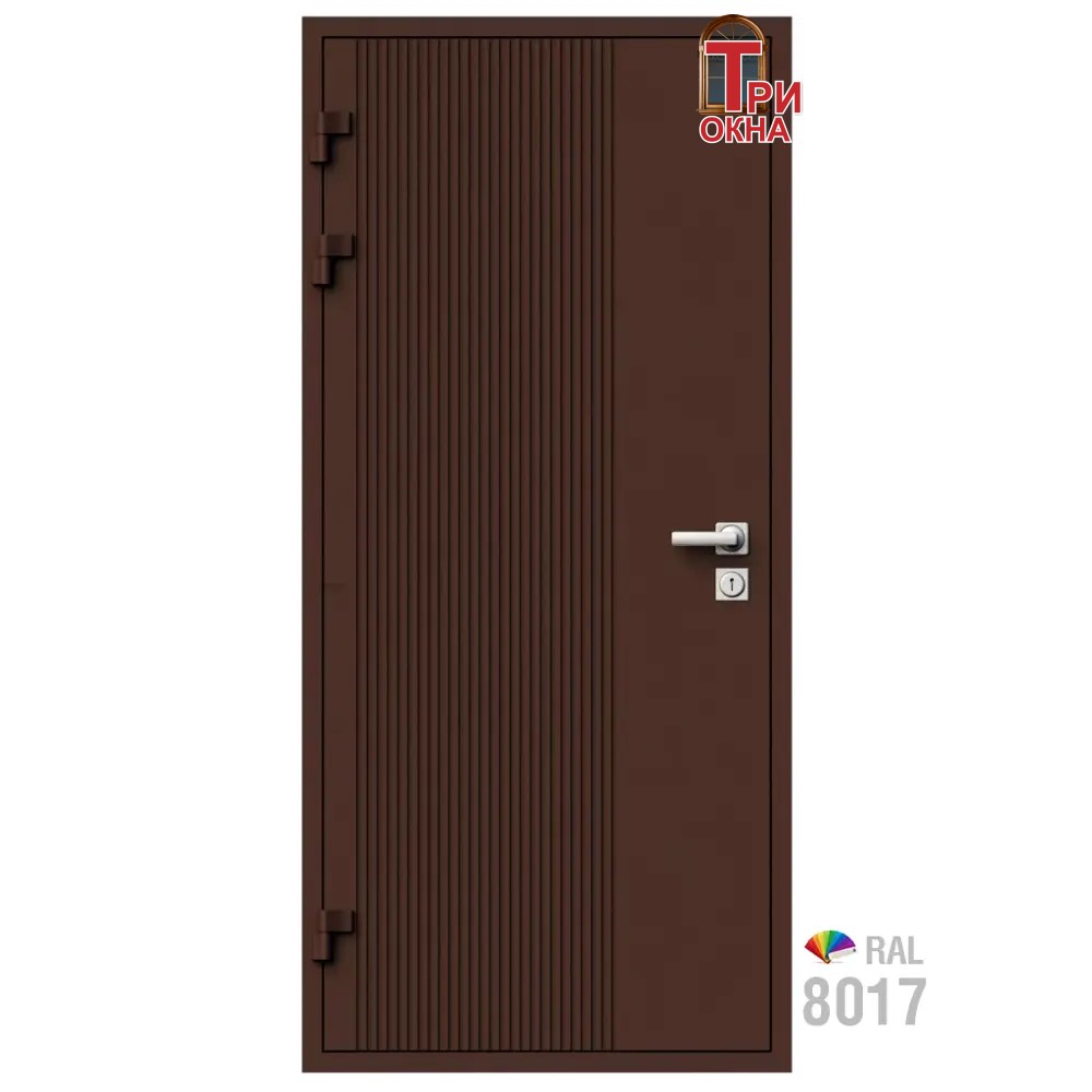Морозостойкая входная утепленная дверь из дерева для коттеджа Elite Timber E34 207x96см левый цвет коричневый RAL8017 в Новочебоксарске