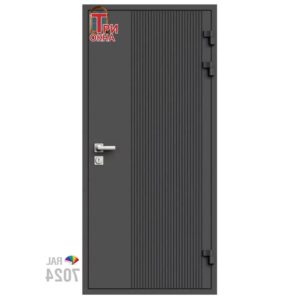 Морозостойкая входная утепленная дверь из дерева для коттеджа Elite Timber E34 207x96см правый цвет серый RAL7024 в Новочебоксарске