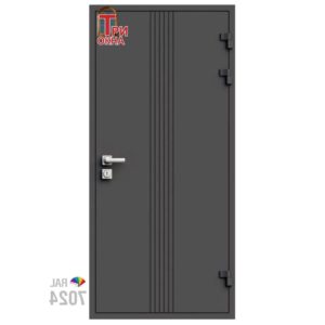 Морозостойкая входная утепленная дверь из дерева для коттеджа Termo Classic C3 207x96см правый цвет серый RAL 7024 в Новочебоксарске