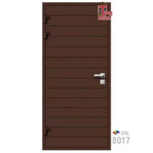 Морозостойкая входная утепленная дверь из дерева для коттеджа Solid Wood S7 207x96см левый цвет коричневый RAL 8017 в Новочебоксарске