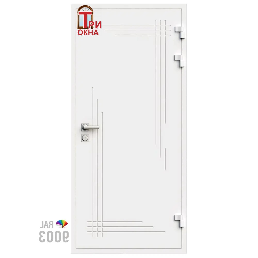 Морозостойкая входная утепленная дверь из дерева для коттеджа Solid Wood S6 207x96см правый цвет белый RAL 9003 в Новочебоксарске — изображение 7