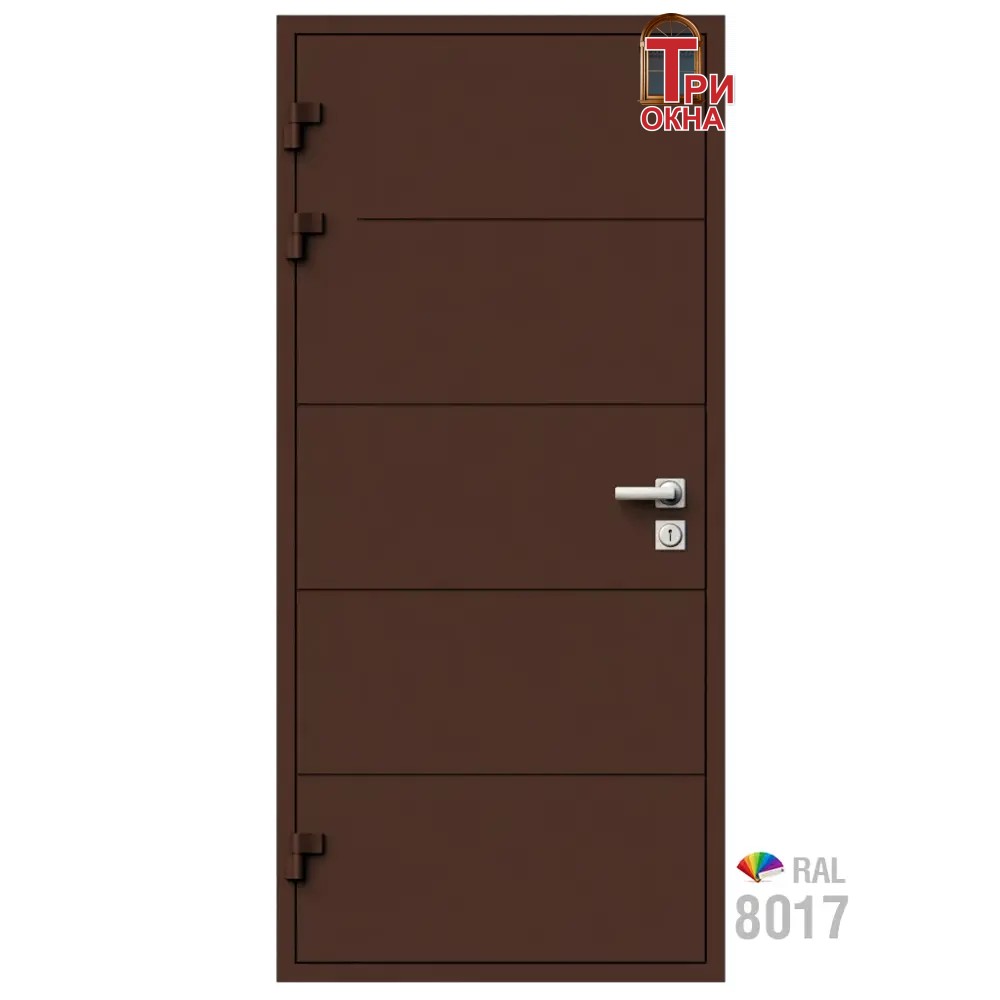 Морозостойкая входная утепленная дверь из дерева для коттеджа Termo Classic C2 227x96см левый цвет коричневый RAL 8017 в Новочебоксарске