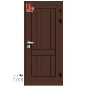 Морозостойкая входная утепленная дверь из дерева для коттеджа Grand Wood G3 207x96см правый цвет коричневый RAL 8017 в Новочебоксарске