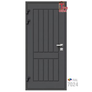 Морозостойкая входная утепленная дверь из дерева для коттеджа Grand Wood G3 227x86см левый цвет серый RAL 7024 в Новочебоксарске