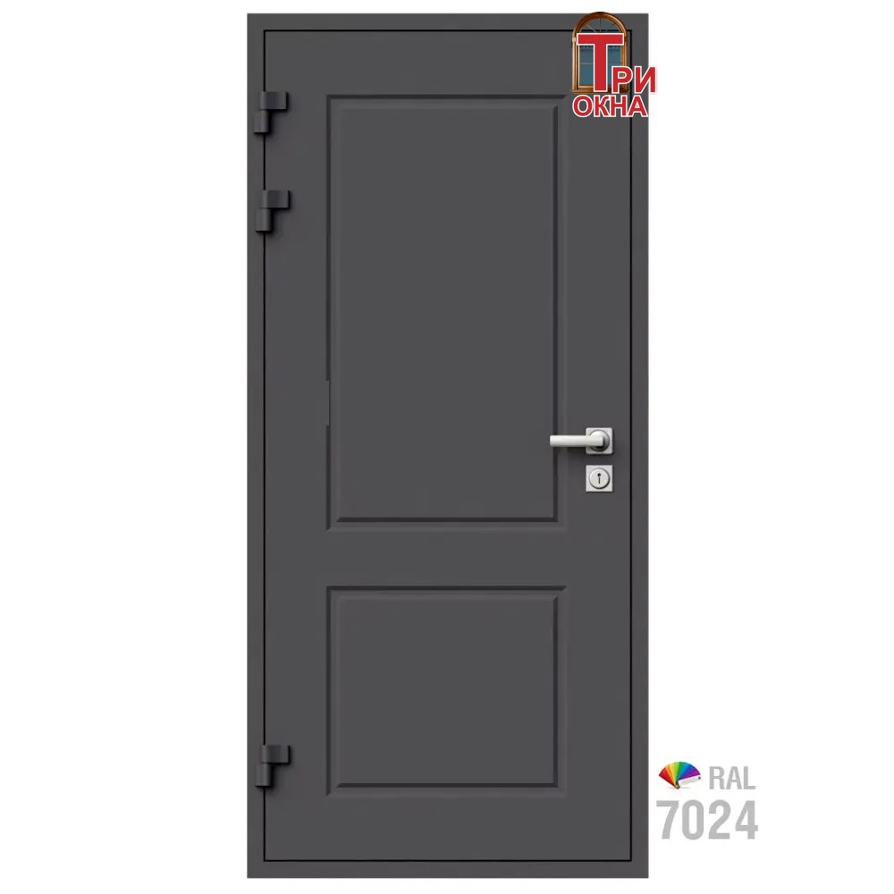 Морозостойкая входная утепленная дверь из дерева для коттеджа Grand Wood G41 227x96см левый цвет серый RAL 7024 в Новочебоксарске — изображение 7