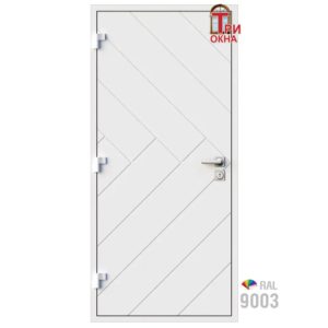 Морозостойкая входная утепленная дверь из дерева для коттеджа Grand Wood G21 227x86см левый цвет серый RAL 7024 в Новочебоксарске
