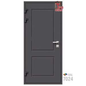 Морозостойкая входная утепленная дверь из дерева для коттеджа Grand Wood G41 227x86см левый цвет серый RAL 7024 в Новочебоксарске