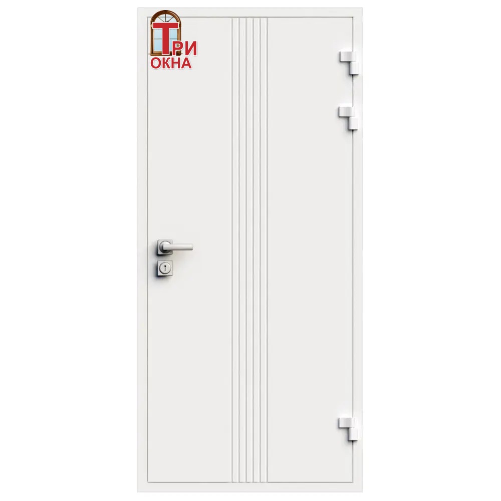 Морозостойкая входная утепленная дверь из дерева для коттеджа Termo Classic C3 227x96см правый цвет белый RAL 9003 в Новочебоксарске