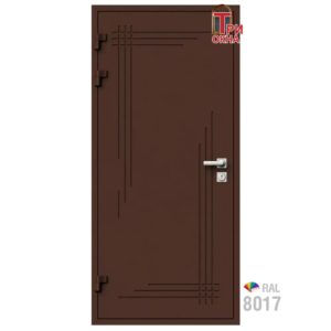 Морозостойкая входная утепленная дверь из дерева для коттеджа Termo Classic C3 227x96см правый цвет коричневый RAL 8017 в Новочебоксарске