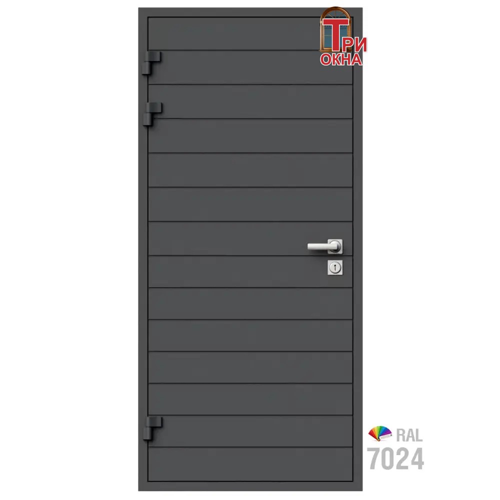 Морозостойкая входная утепленная дверь из дерева для коттеджа Solid Wood S7 227x86см левый цвет серый RAL 7024 в Новочебоксарске — изображение 7
