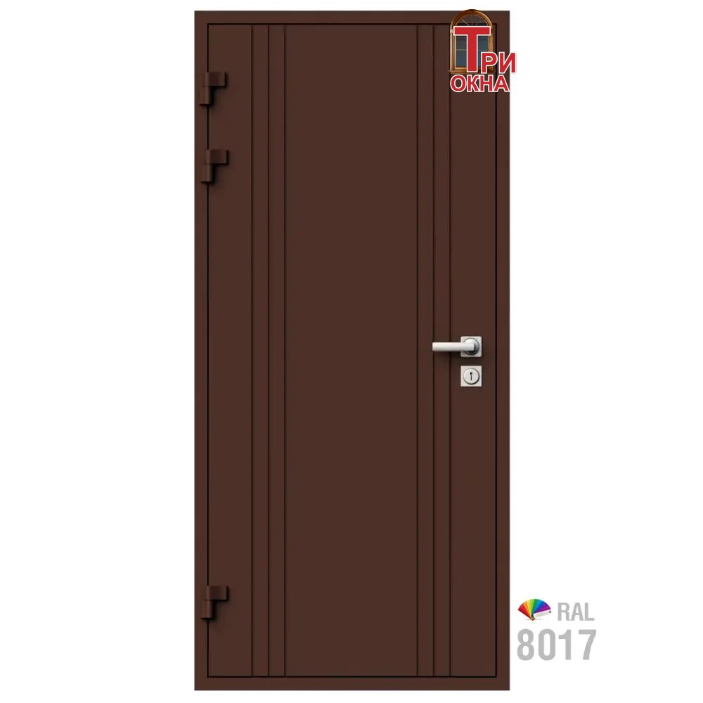 Морозостойкая входная утепленная дверь из дерева для коттеджа Solid Wood S5 227x96см левый цвет коричневый RAL 8017 в Новочебоксарске — изображение 7