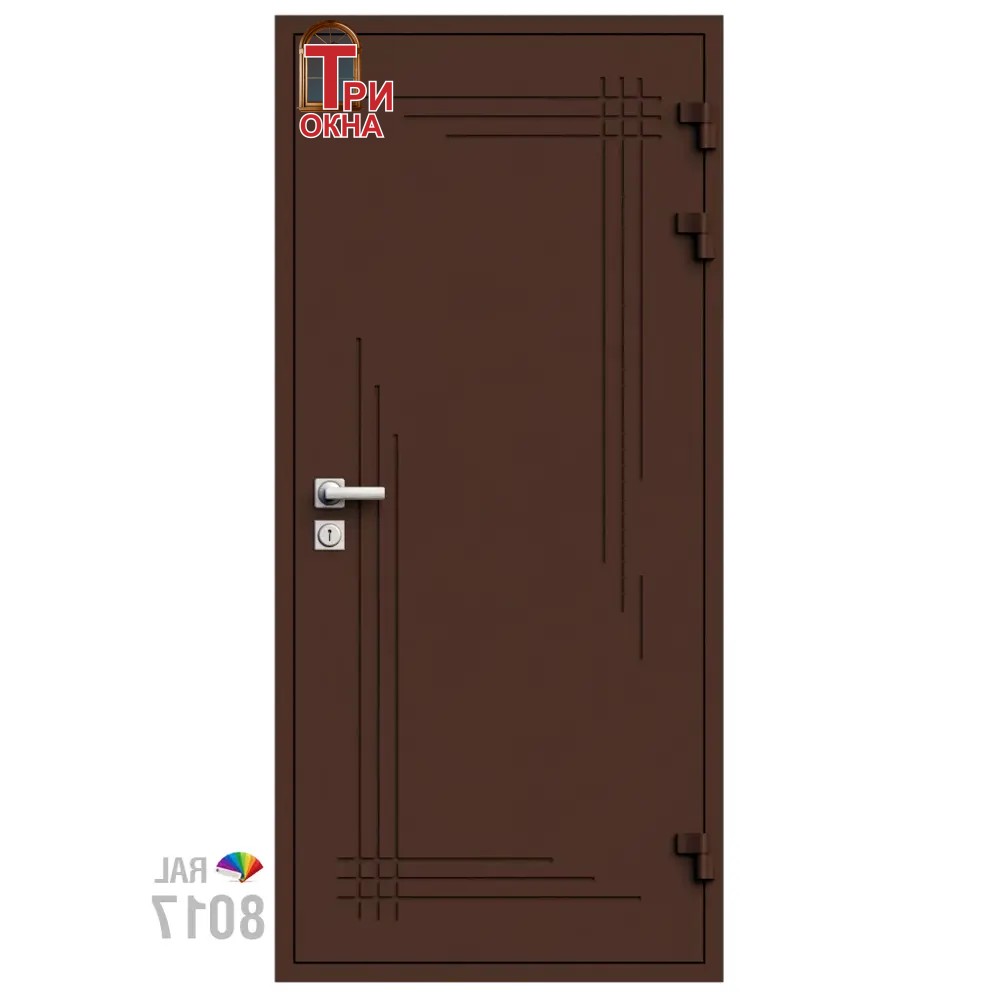 Морозостойкая входная утепленная дверь из дерева для коттеджа Solid Wood S6 207x96см правый цвет коричневый RAL 8017 в Новочебоксарске