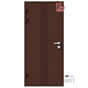 Морозостойкая входная утепленная дверь из дерева для коттеджа Termo Classic C3 207x86см левый цвет коричневый RAL 8017 в Новочебоксарске