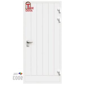 Морозостойкая входная утепленная дверь из дерева для коттеджа Solid Wood S4 207x86см правый цвет белый RAL 9003 в Новочебоксарске