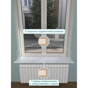 Подоконник акриловый BNV 1200x200x20мм белый глянцевый в Новочебоксарске